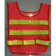 Polyester Mesh Traffic Weste / Warnung Weste mit reflektierendem Streifen